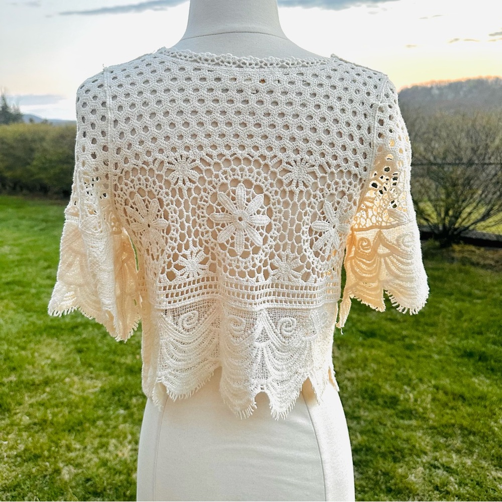 Rebellion Cream Lace Crochet Top Boho Festival Cottagecore Small - Picture 10 of 16